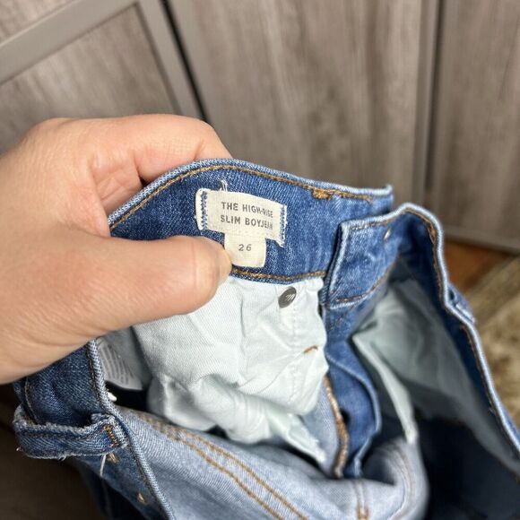 Madewell High Rise Slim Boyjean Jeans Blue Color Distressed Size 26 - Picture 8 of 10